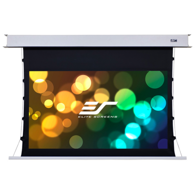 Elite Screen Evanesce Tab Tension - Electric Tension In-ceiling Recessed Screen: 16:9, 4k Ultra HD - Available in Various Sizes