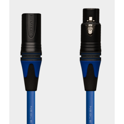 Mogami Blue Cable - Black Shell Gold Pin Neutrik Male and Female XLRs with Blue XLR Boots - Available in Various Length