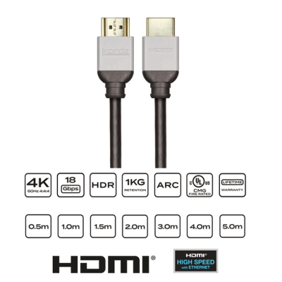 Kordz K26016-0100-CH PRO3 Series 18Gbps High Performance HDMI Cable - 1m - Inner Carton Qty 10